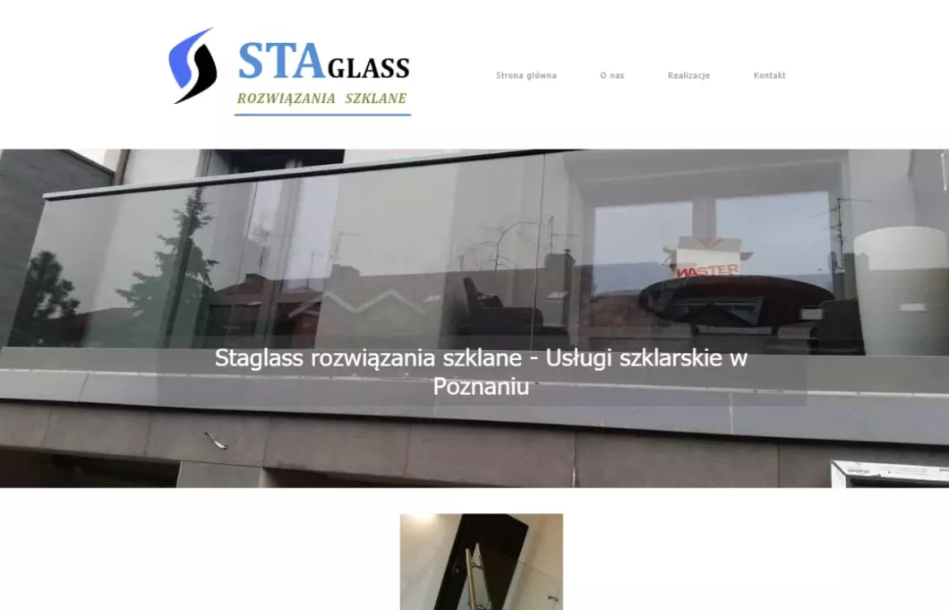 Zrzut ekranu strony Usługi szklarskie Poznań | STAGLASS