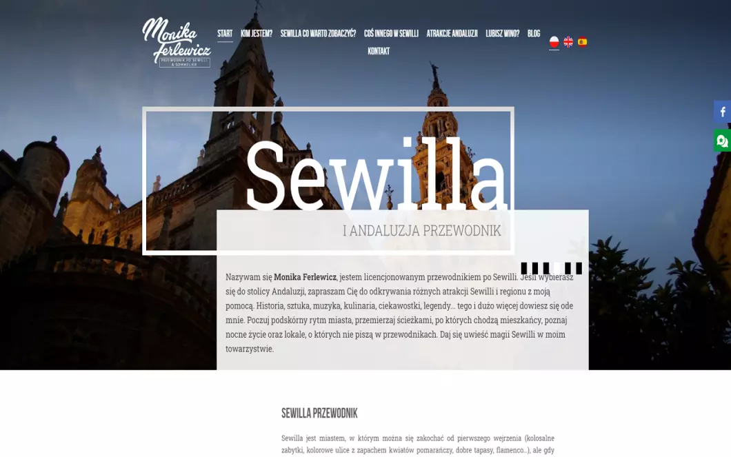 Zrzut ekranu strony Przewodnik po Andaluzji Monika Ferlewicz