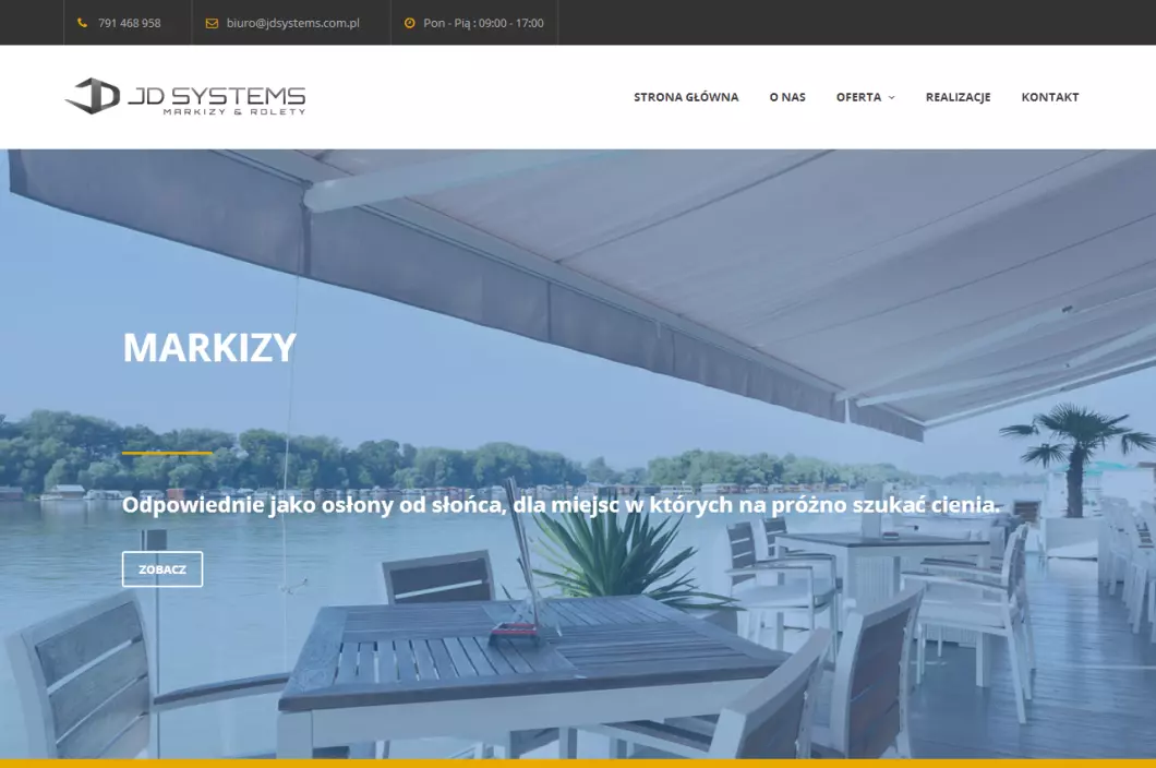 Zrzut ekranu strony Rolety, żaluzje, markizy, plisy, moskitiery - JD Systems Poznań