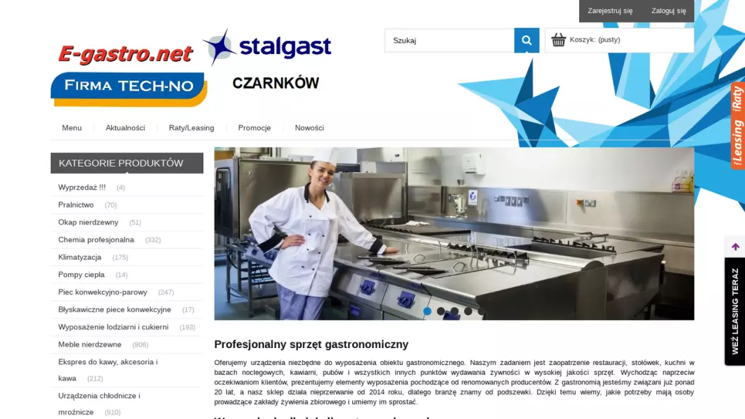 Zrzut ekranu strony Sklep gastronomiczny E-gastro.net